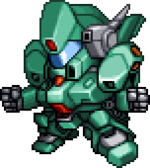 Jegan full-body art — Super Robot Wars 64